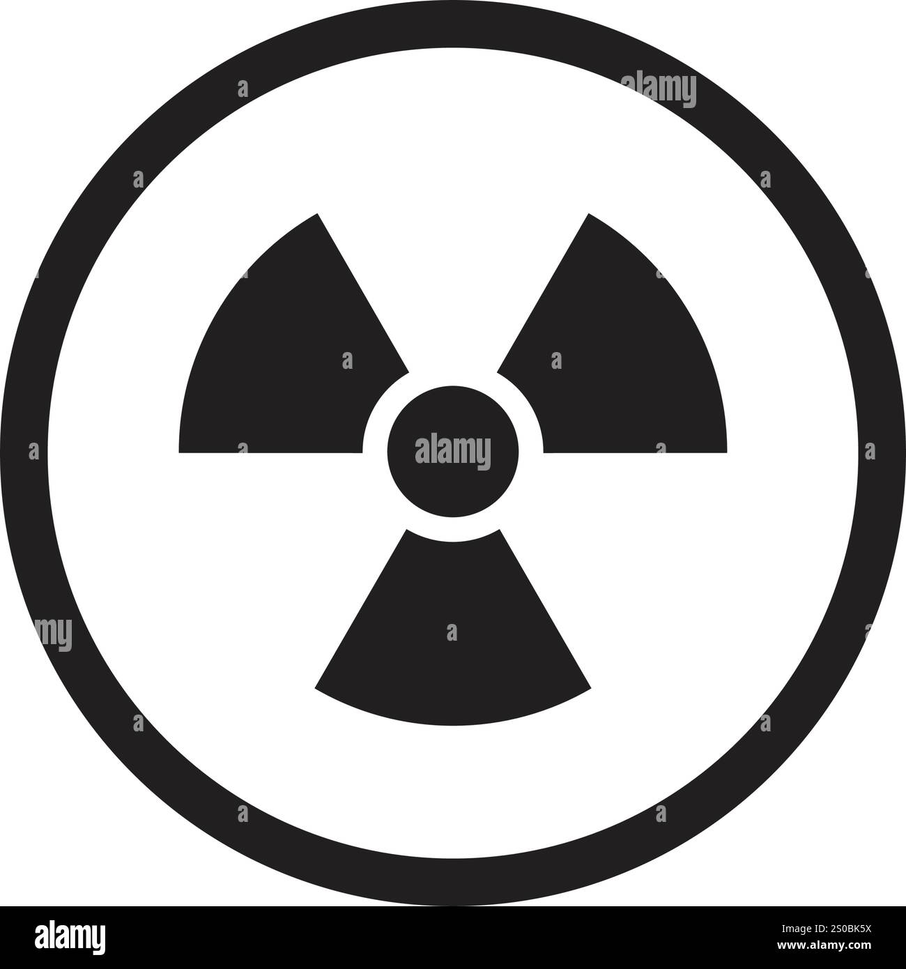 Warnsymbol für radioaktives Material in flacher Form. Strahlengefährdungsvektorillustration auf isoliertem Hintergrund. Achtung Schild Business Concept. Stock Vektor