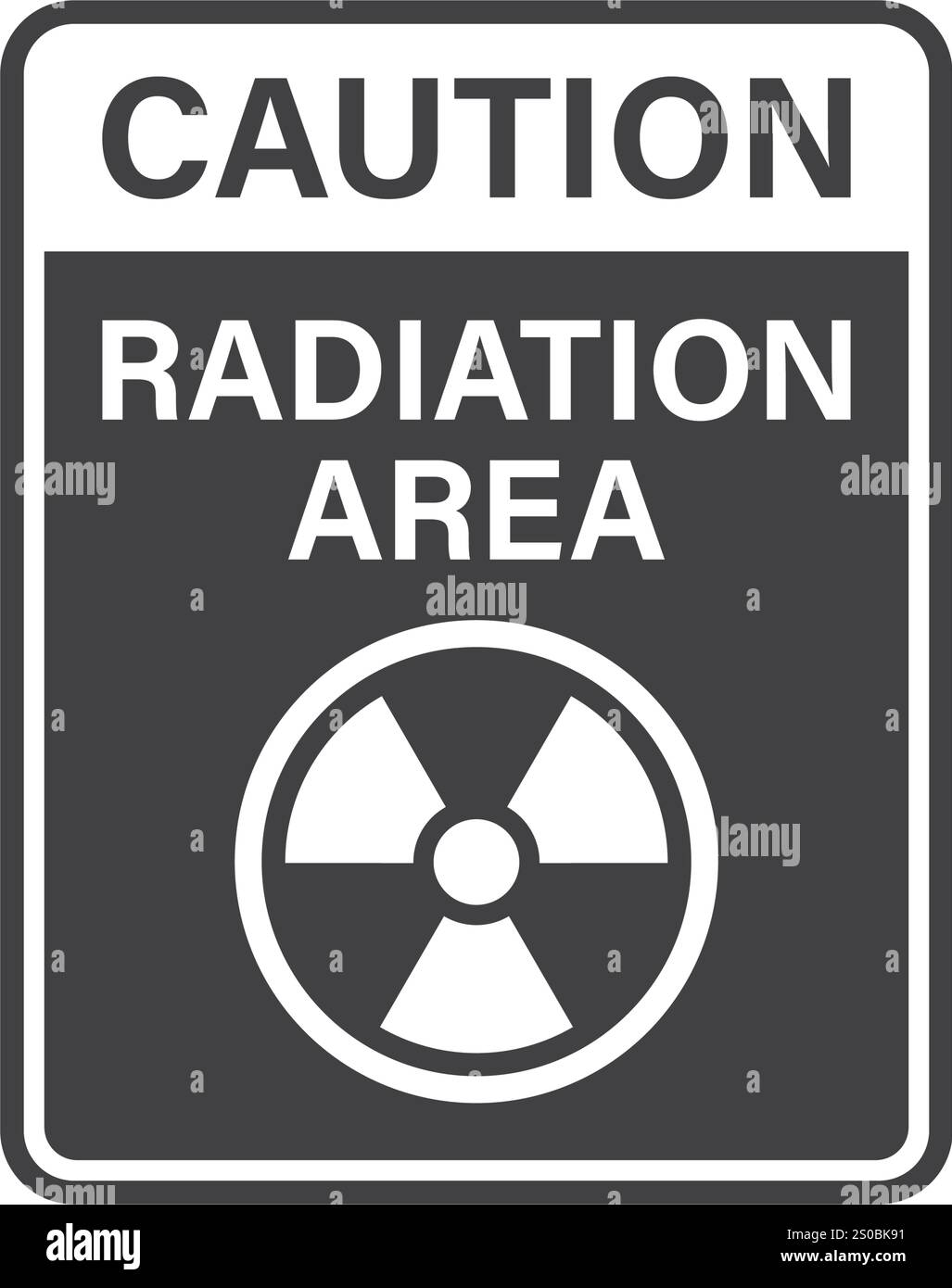 Warnsymbol für radioaktives Material in flacher Form. Strahlengefährdungsvektorillustration auf isoliertem Hintergrund. Achtung Schild Business Concept. Stock Vektor