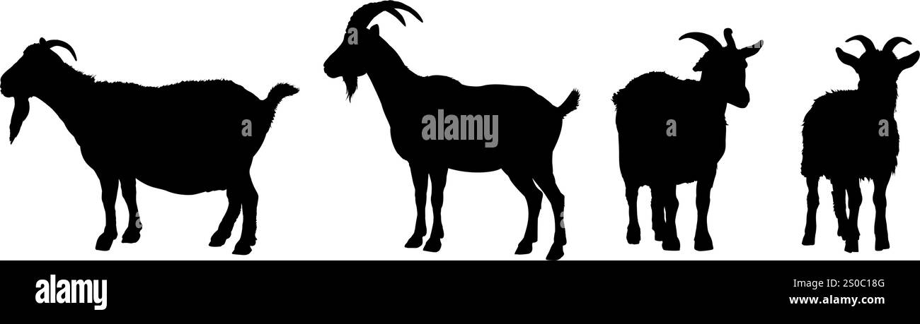 Set von Ziegensilhouetten Stock Vektor