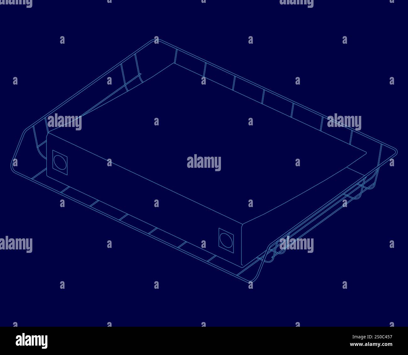 Blue Box-Ordner mit Dokumentumriss. Stock Vektor