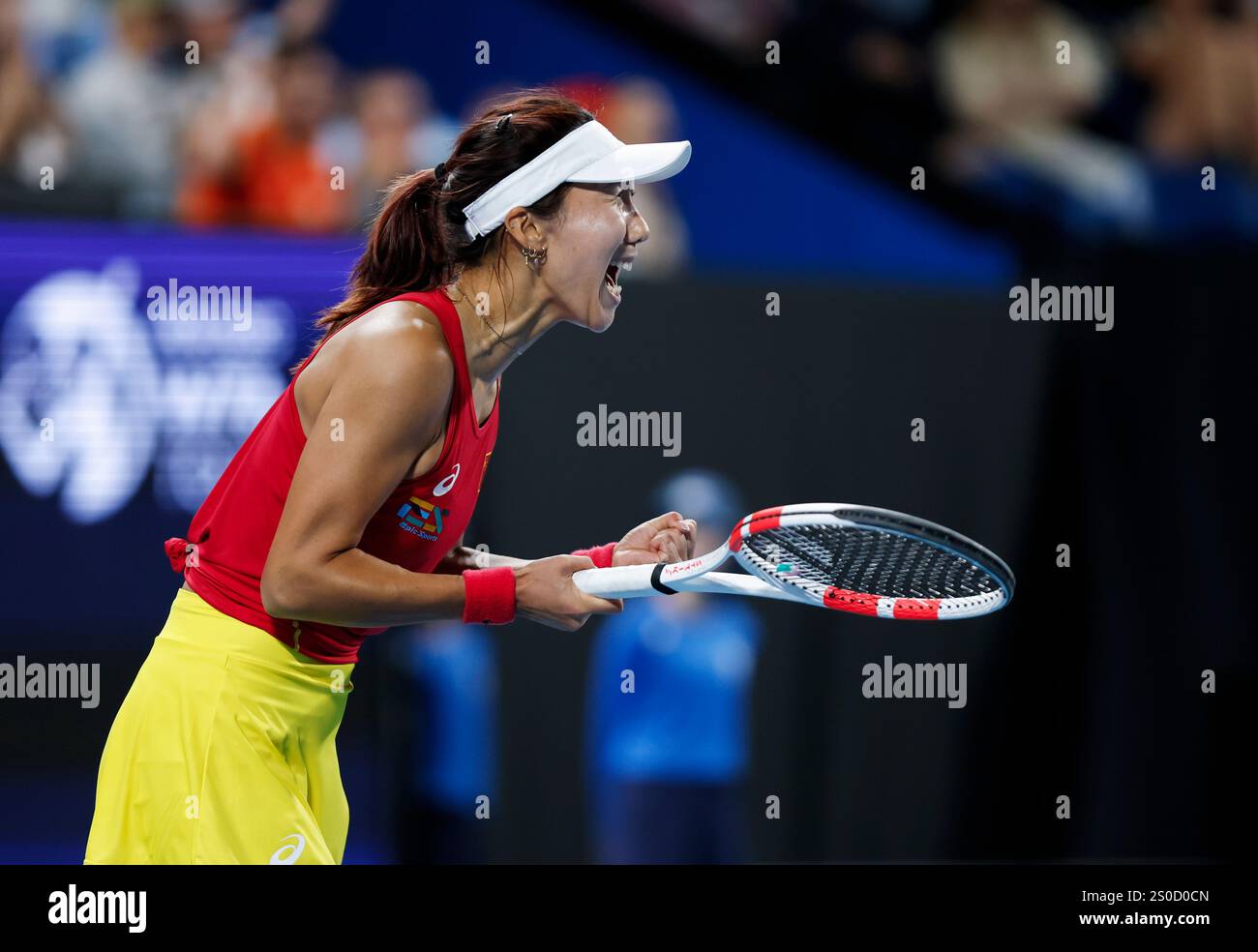 Robin Rundén Perth, Australien. Dezember 2024. Gao Xinyu aus China feiert beim ...