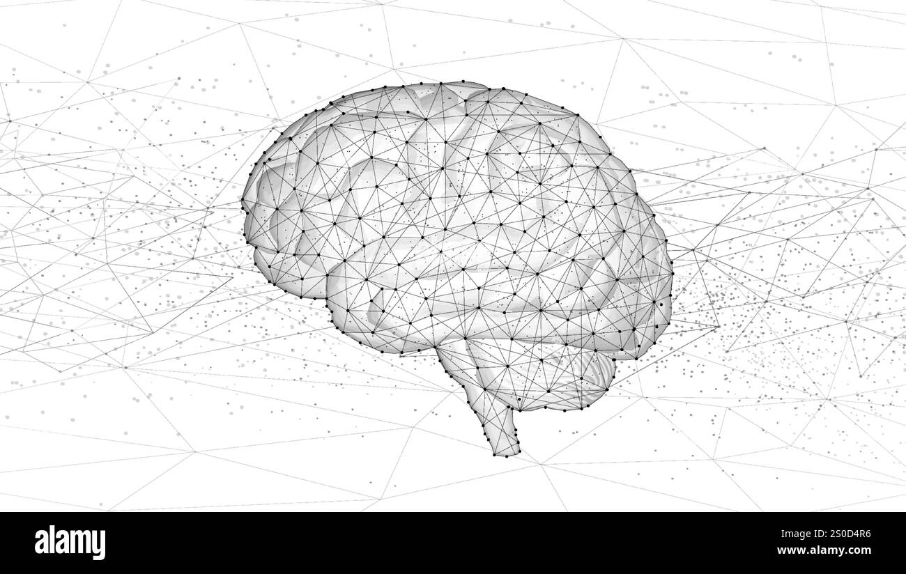 Hirnillustrationskonzept. Künstliche Intelligenz, Gehirnwissenschaft, Nervensystem Stock Vektor
