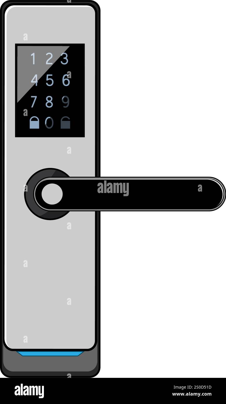 Technologie Gesichtserkennungsschloss Cartoon. Zugangsinnovation, Identifikations-Smartphone, Software-Hardware-Technologie Schlossschild Gesichtserkennung. i Stock Vektor
