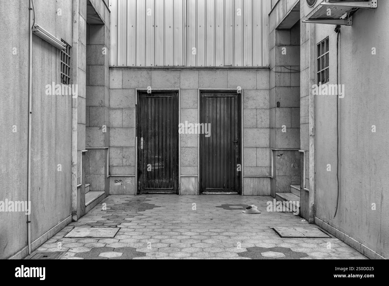 Flur in Schwarzweiß Stockfoto