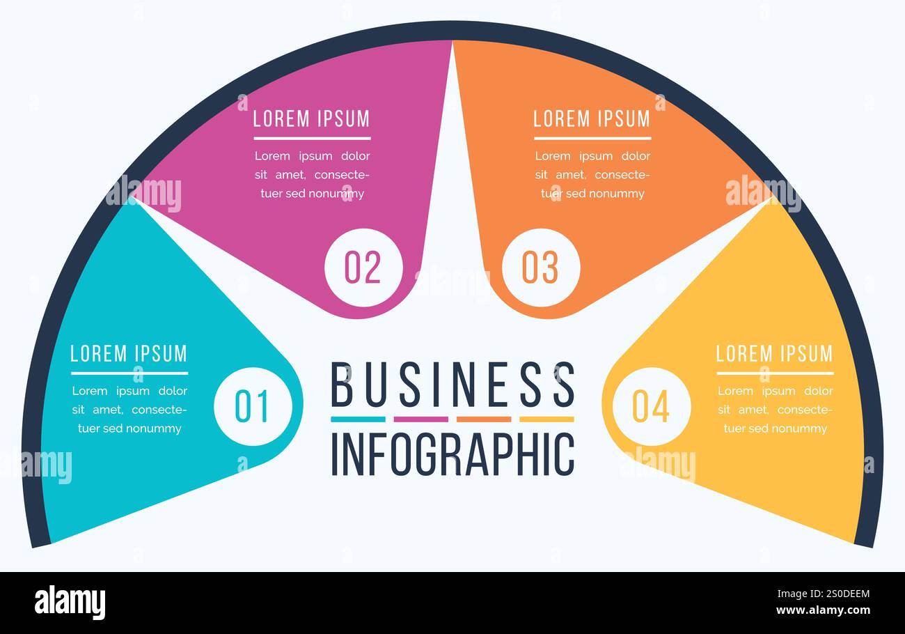 Infografik Business Design 4 Schritte, Objekte, Elemente oder Optionen Geschäftsinformationsvorlage Stock Vektor