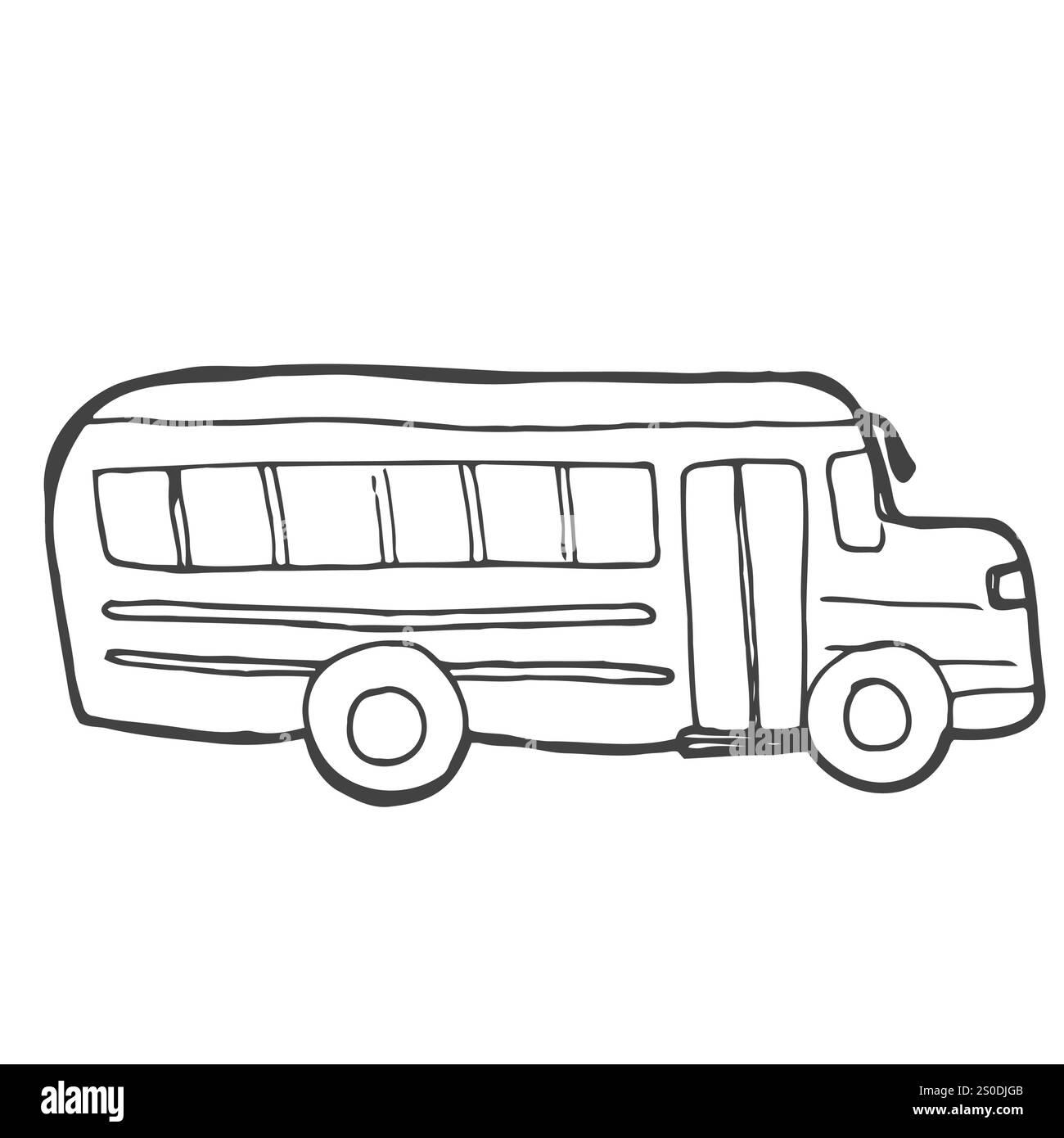 Schulbus-Symbol. Weiß umrandet Stock Vektor