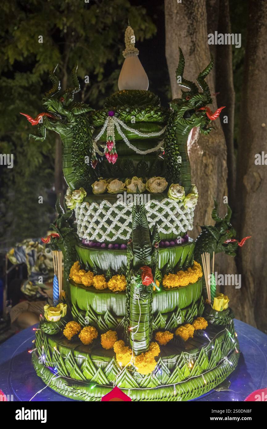 Floß für das Lichterfest Loi Krathong, Ubon Ratchathani, Thailand, Asien Stockfoto
