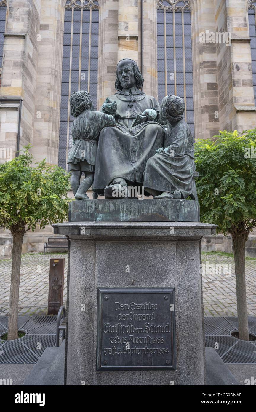 Denkmal für Johann Nepomuk Christoph Friedrich Schmid, geboren 1768, gestorben 1854, Priester und Schriftsteller, Dinkelsbüehl, Bayern, Deutschland, Europa Stockfoto