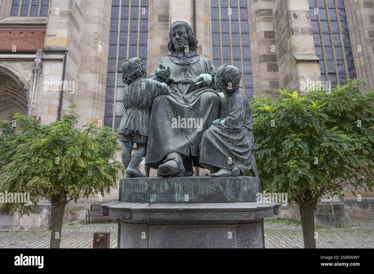 Denkmal für Johann Nepomuk Christoph Friedrich Schmid, geboren 1768, gestorben 1854, Priester und Schriftsteller, Dinkelsbüehl, Bayern, Deutschland, Europa Stockfoto