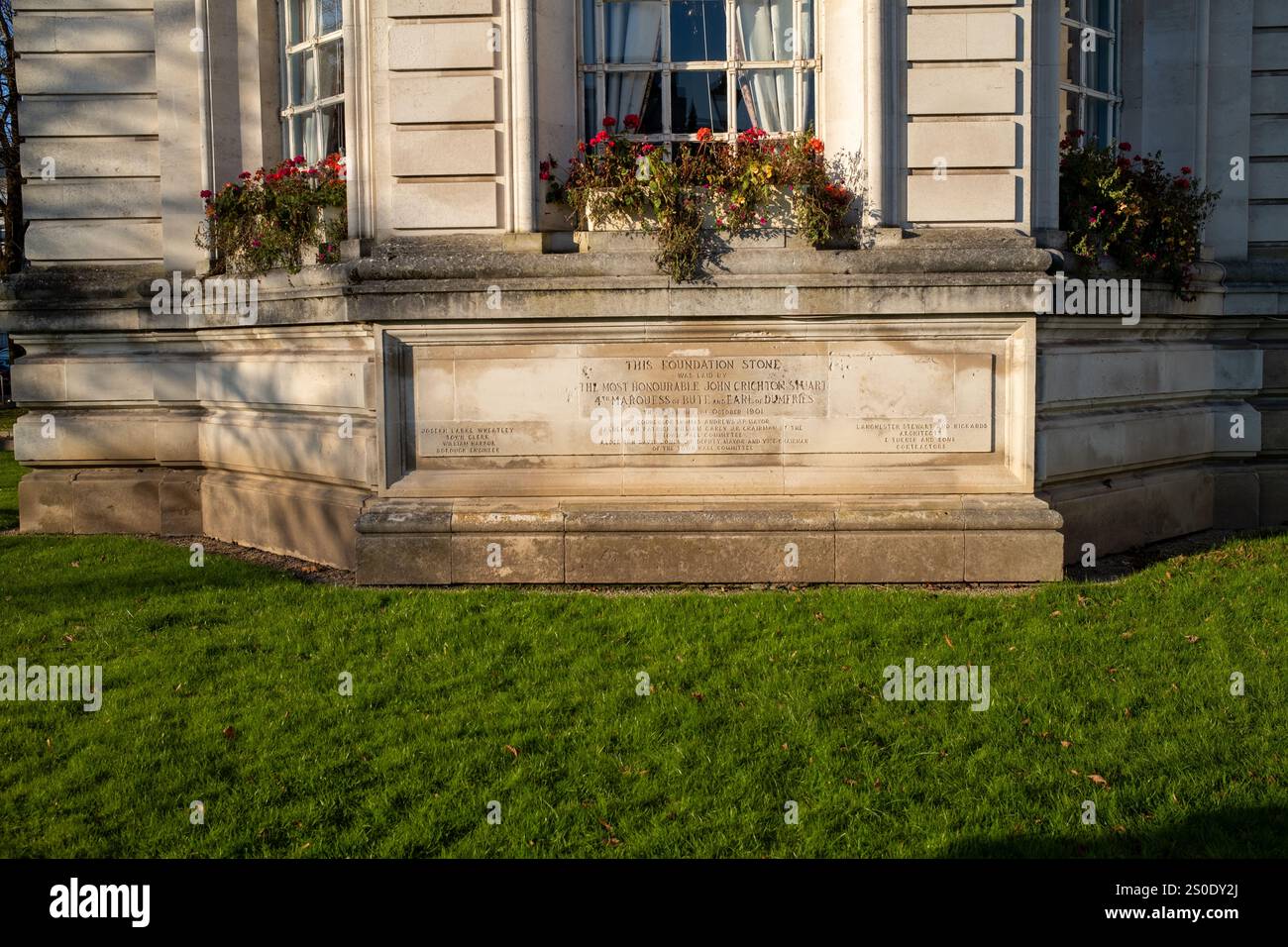 City Hall Foundation Stone Cathays Cardiff Stockfoto