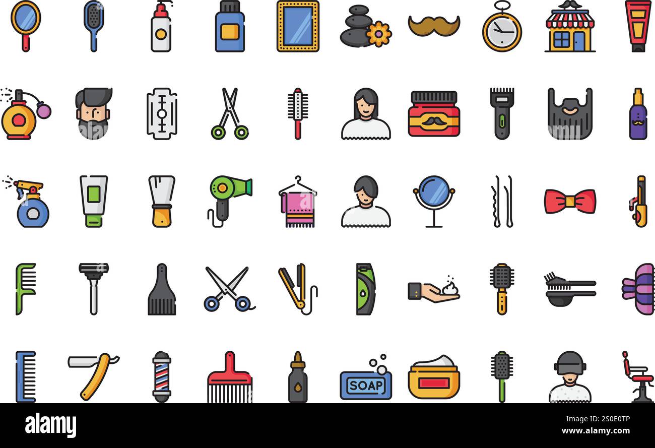 Friseur Friseur Icons hochwertige Vektor Icons Kollektion mit editierbarem Strich. Ideal für professionelle und kreative Projekte. Stock Vektor