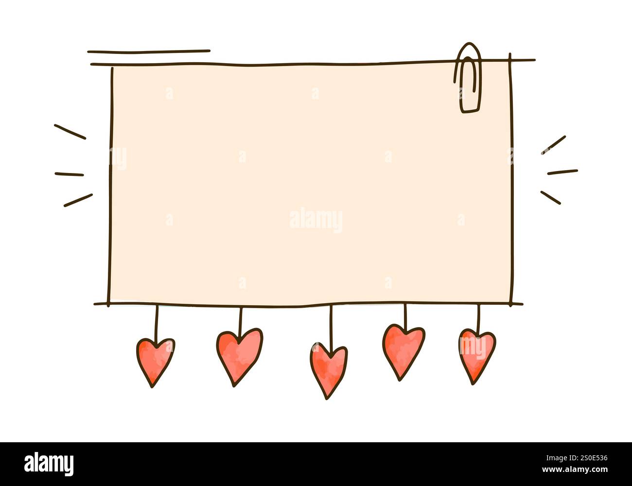 Handgezeichneter Rahmen mit Kritzelherzen, Vektor-Illustration. Stock Vektor