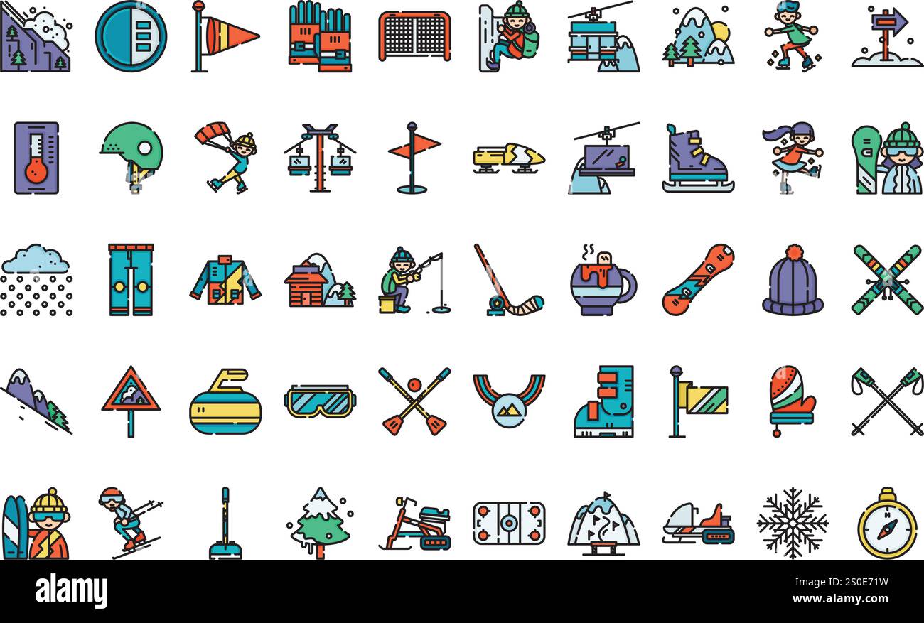 Ikonen des Wintersports hochwertige Vektor-Icons-Kollektion mit editierbarem Strich. Ideal für professionelle und kreative Projekte. Stock Vektor