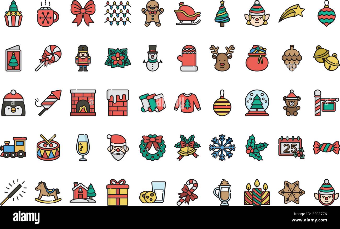 Weihnachtssymbole hochwertige Vektor-Icons-Kollektion mit bearbeitbarem Konturstrich. Ideal für professionelle und kreative Projekte. Stock Vektor