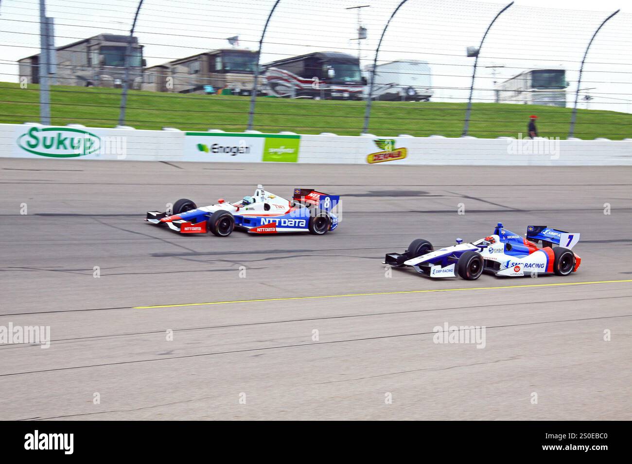 Newton Iowa, USA – 11. Juli 2014: Verizon IndyCar Series Iowa Corn 300 Training und Qualifying-Aktion. 8 Ryan Briscoe NTT Data Chip Ganassi Racing Che Stockfoto