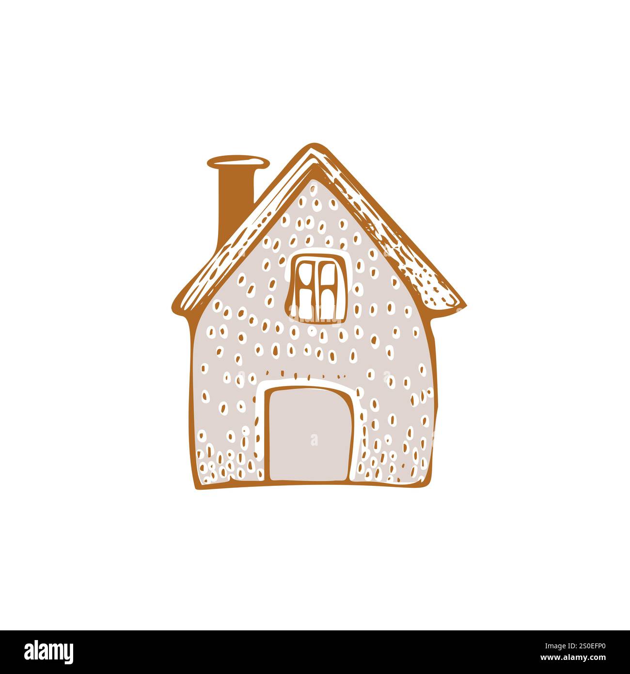 Skurrile Schneetür Ikone mit festlichem Weihnachtsmotiv im dezember . Winterurlaub soziale Medien niedliches handgezeichnetes festliches Heimkarten-Designelement Stock Vektor