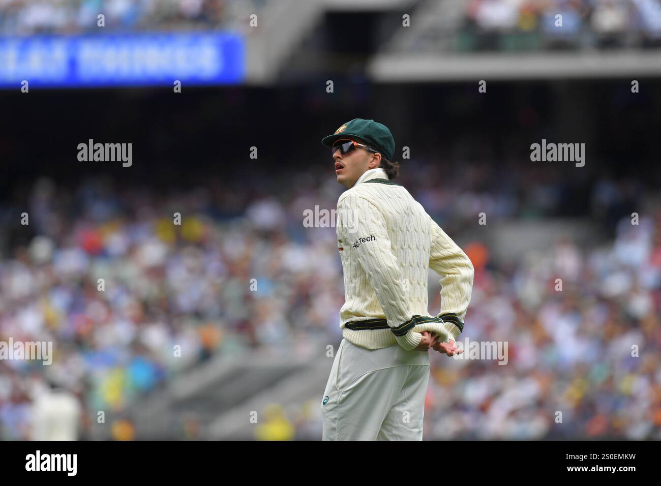 MELBOURNE AUSTRALIEN. Dezember 2024. Im Bild: Sam Konstas of Australia, Day 3 Vierter Test, Australia vs India Test Cricket auf Melbourne Cricket Ground, Melbourne, Australien am 28. Dezember 2024. Quelle: Karl Phillipson/Alamy Live News Stockfoto