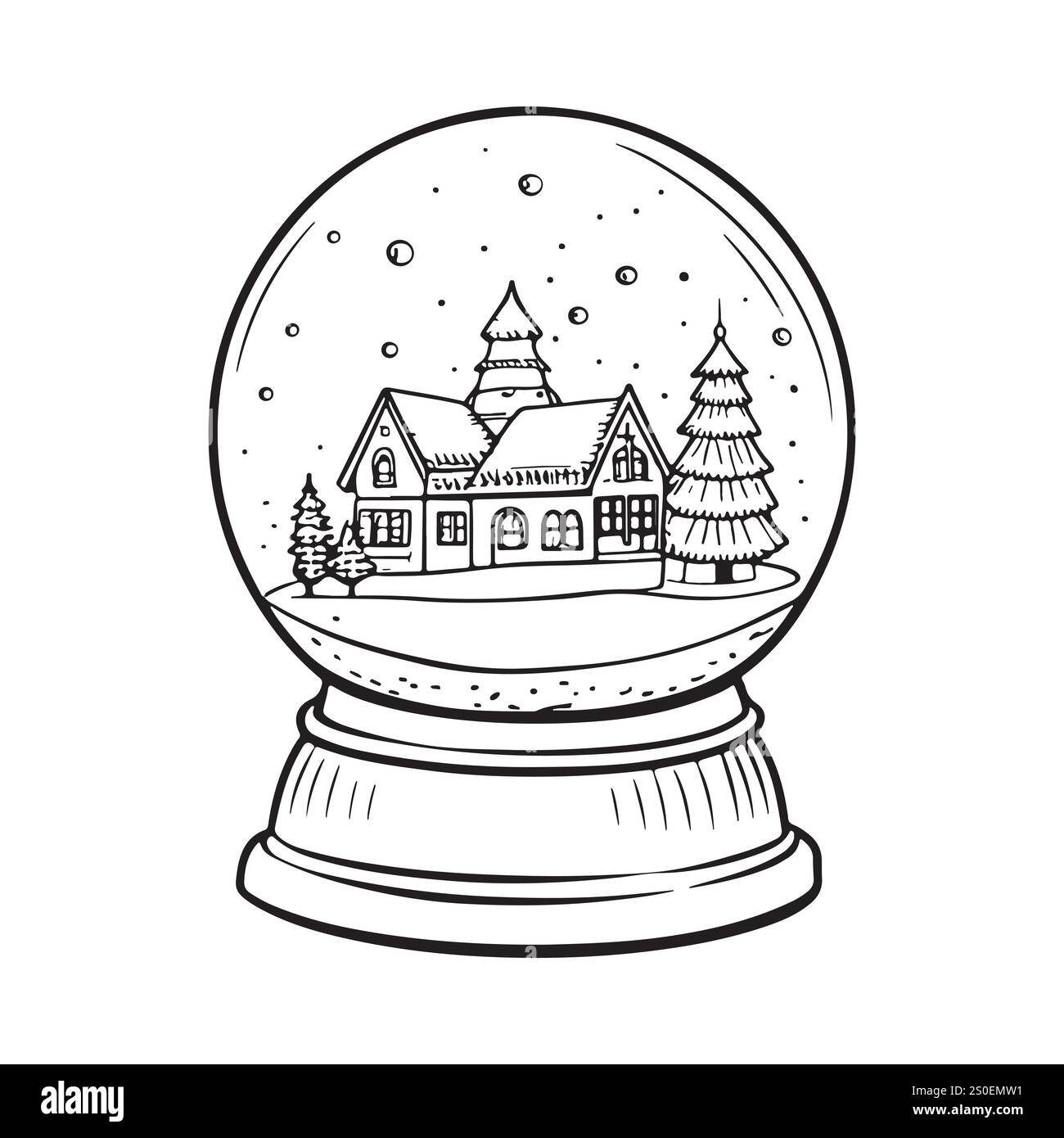 Weihnachten Winter Glaskugel mit Winterszene im Inneren. Stock Vektor