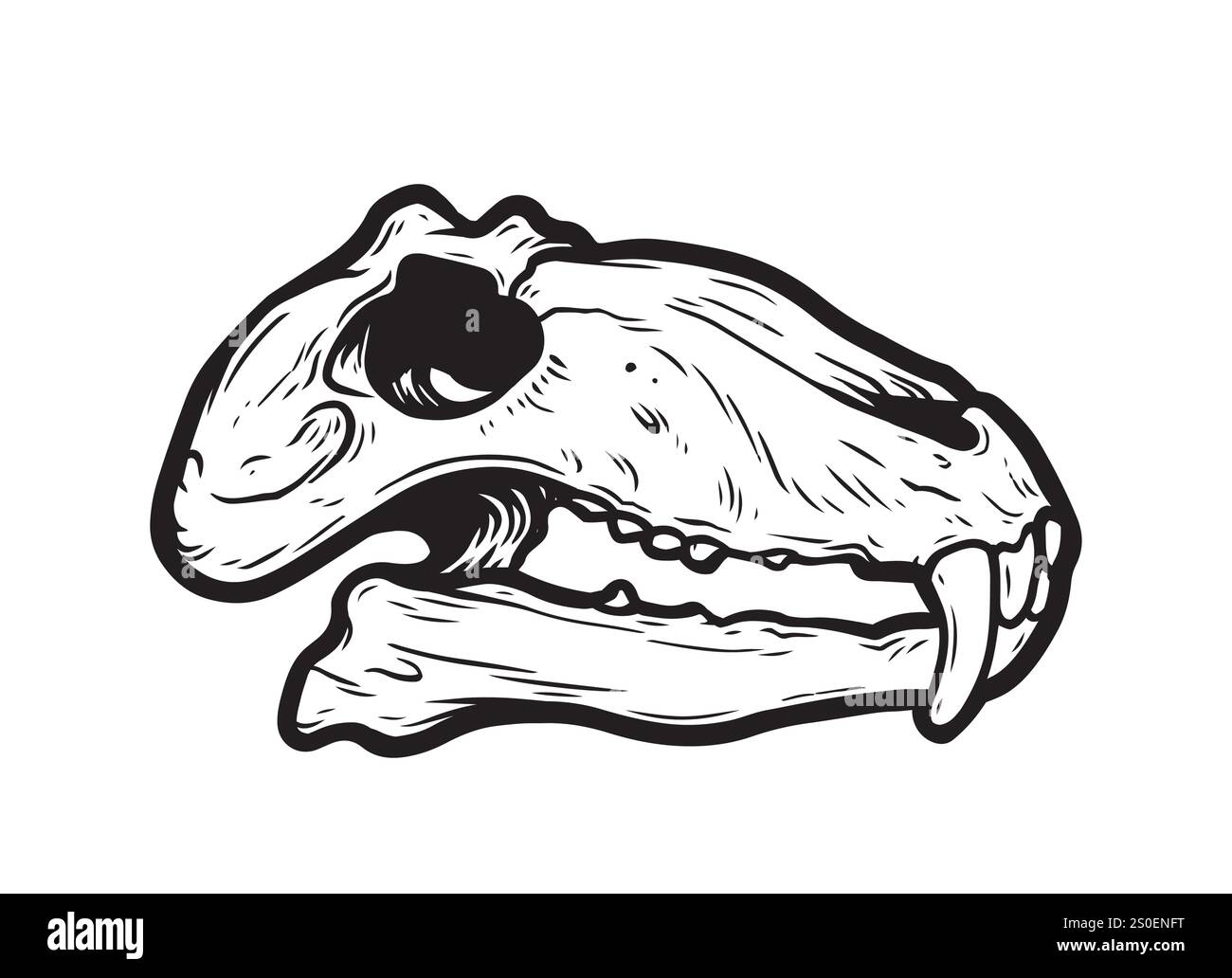 Dinosaurierschädel im Punktwork-Stil, Tattoo-Dino-Schädel, Vektor-prähistorische Archäologie Fossilien-Ikone. Jurassischer Reptiliensticker, triceratops Stock Vektor