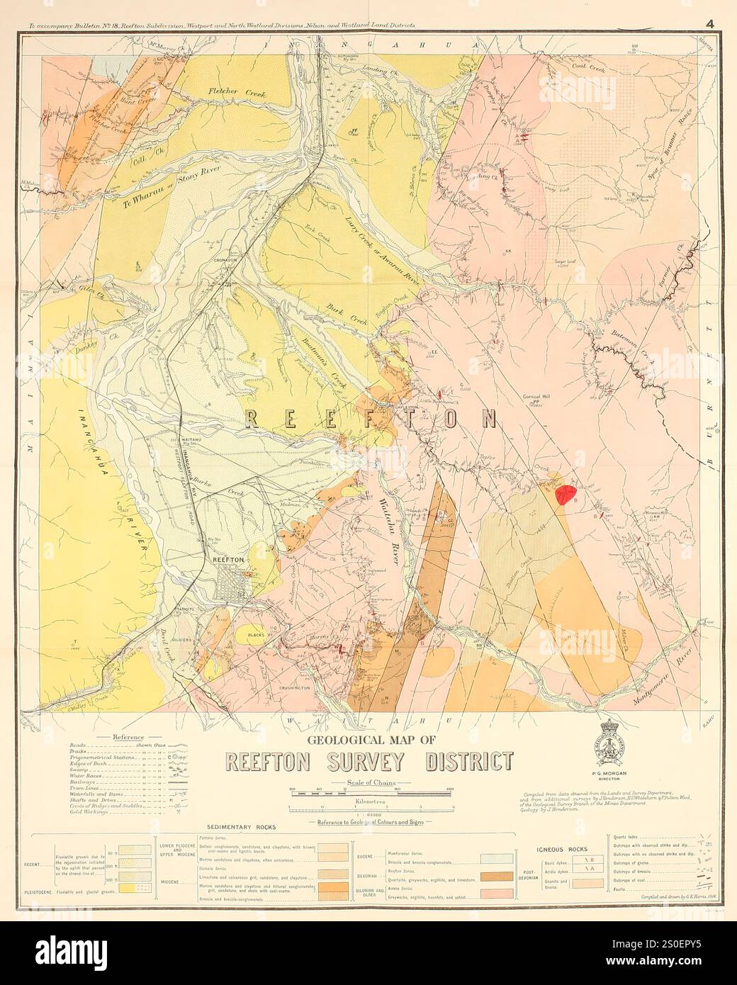 Geologische Karte des Reefton Survey District, Neuseeland, um 1917 Stockfoto