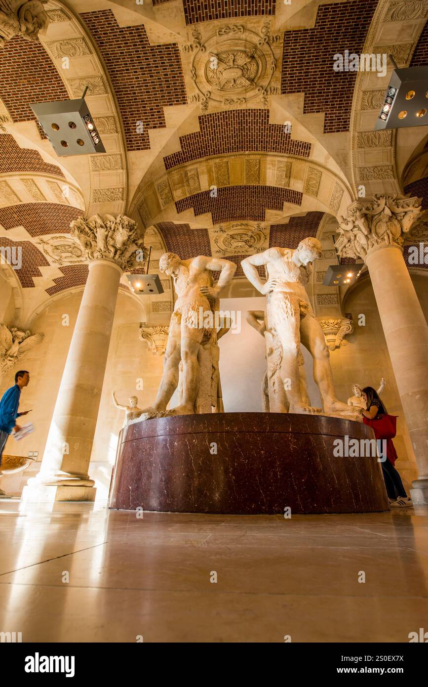 Die Hauptgalerie Galerie des Antiques im Louvre, Paris, Frankreich. Stockfoto