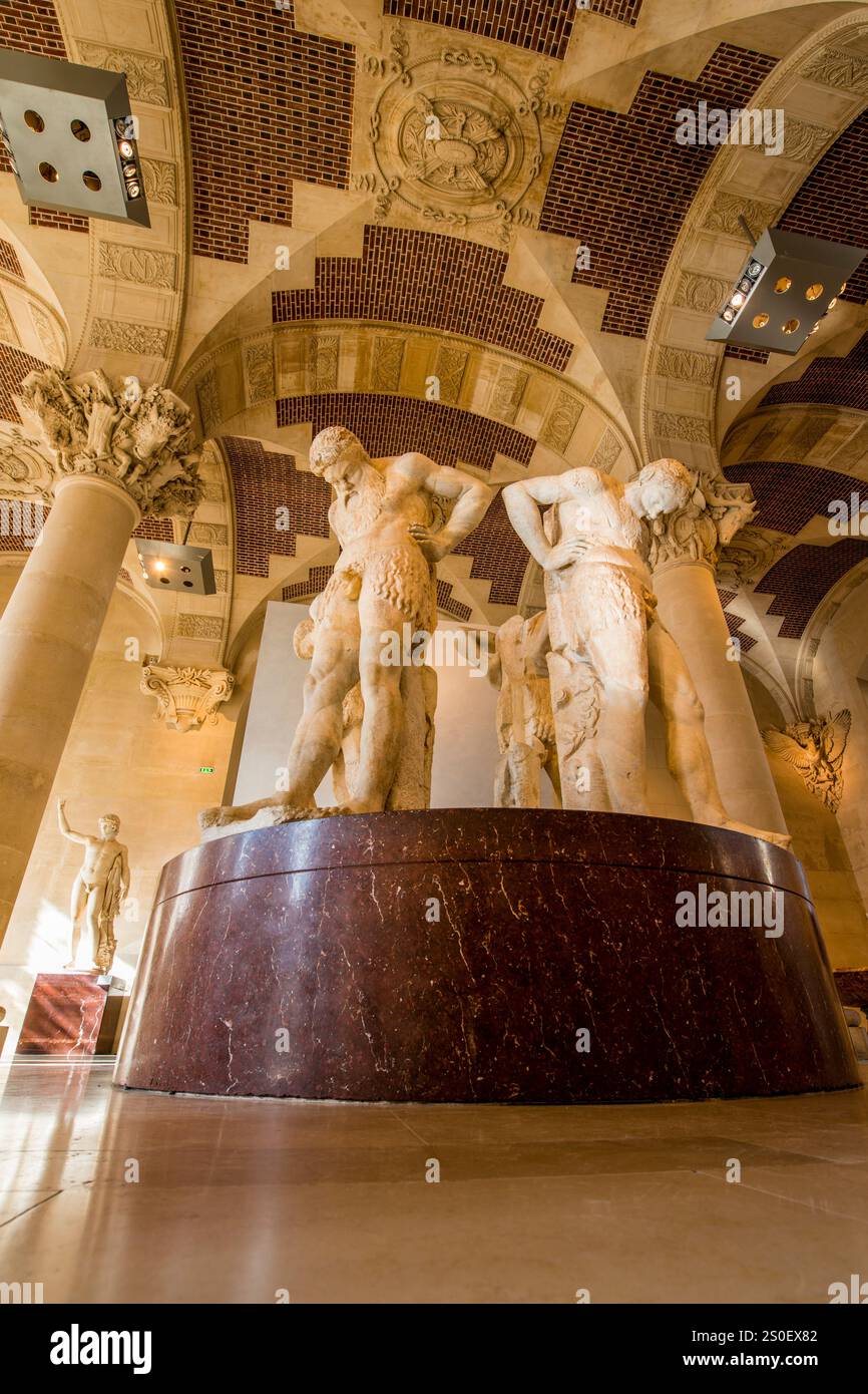 Die Hauptgalerie Galerie des Antiques im Louvre, Paris, Frankreich. Stockfoto