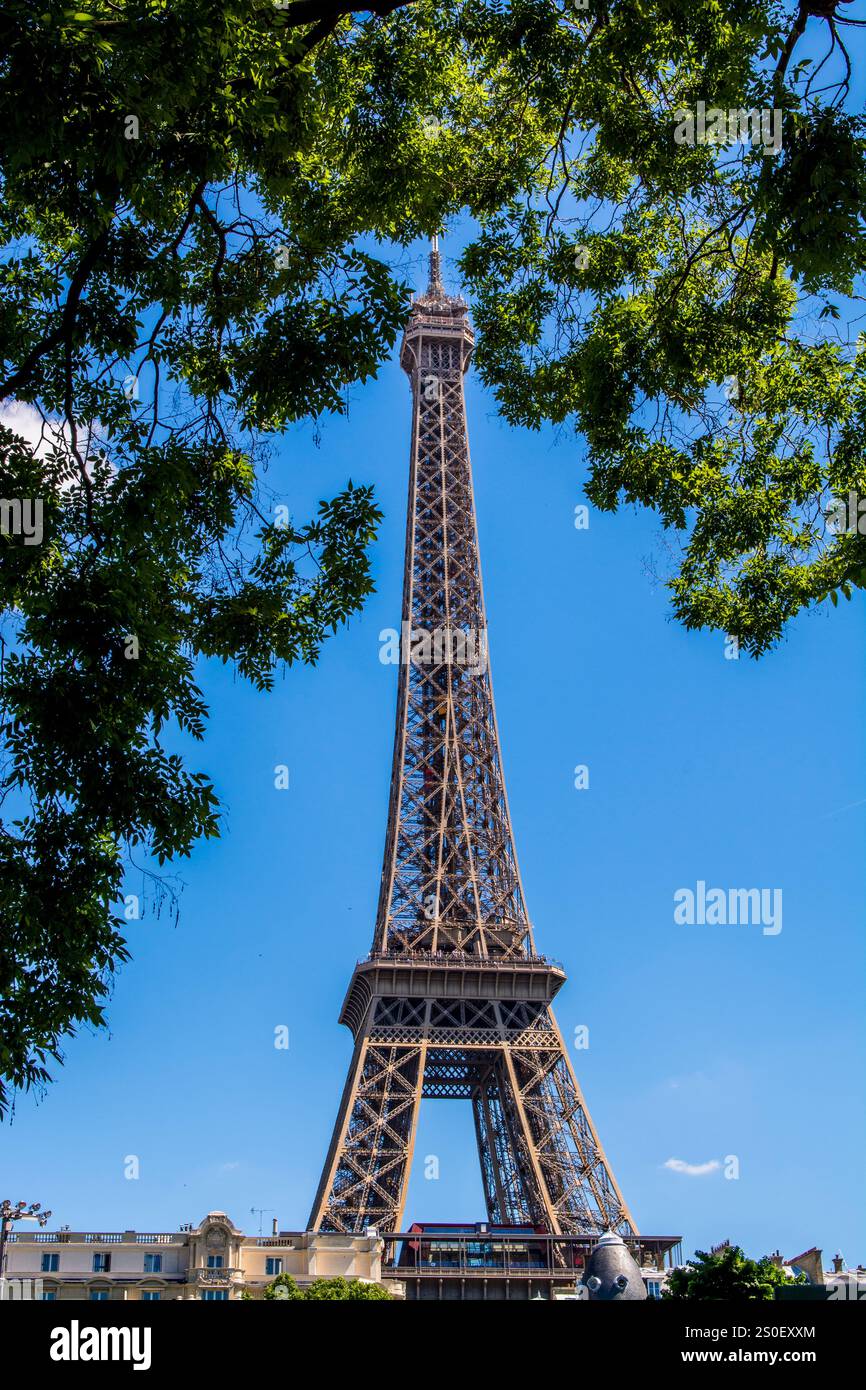 Eiffelturm benannt nach Gustave Eiffel, Champ de Mars, Paris, Frankreich. Stockfoto