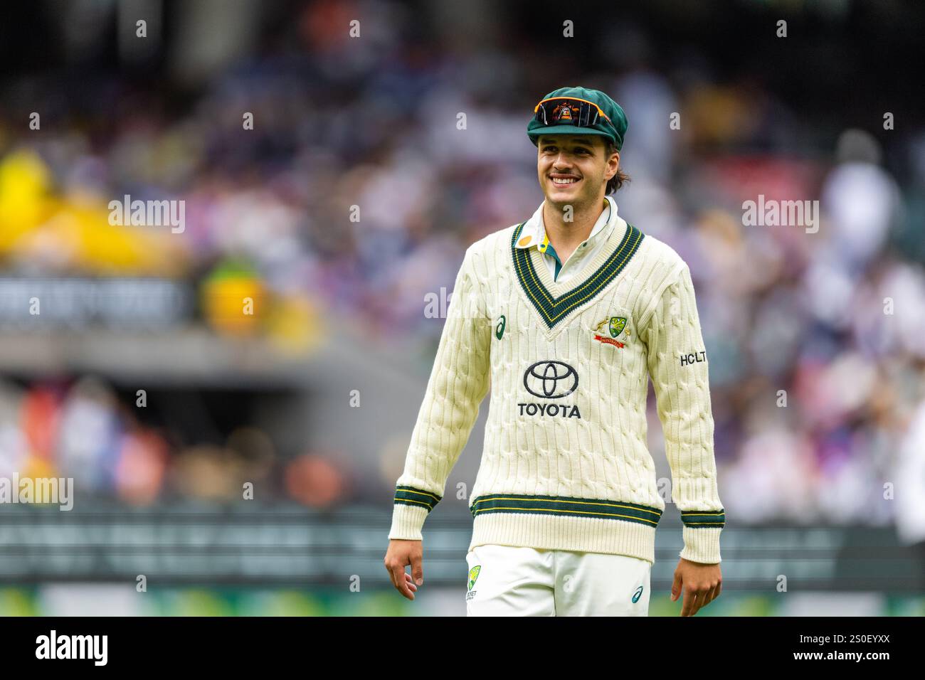 Melbourne, Australien, 28. Dezember 2024. Sam Konstas aus Australien während des dritten Tages des NRMA Insurance Boxing Day Test Match der Trophäe Border Gavaskar zwischen Australien und Indien auf dem Melbourne Cricket Ground am 28. Dezember 2024 in Melbourne, Australien. Quelle: Santanu Banik/Speed Media/Alamy Live News Stockfoto