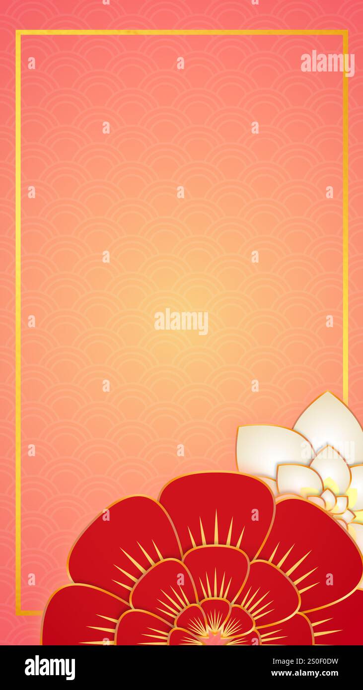 Rosafarbener Hintergrund mit Blumenlaterne Stockfoto