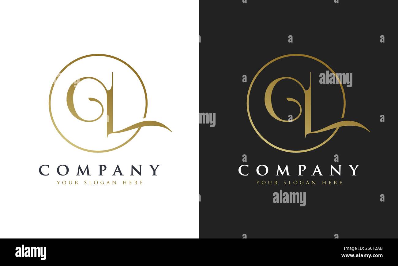 Goldenes Premium-Logo mit abstraktem Schriftzug und Buchstabe Q Stock Vektor