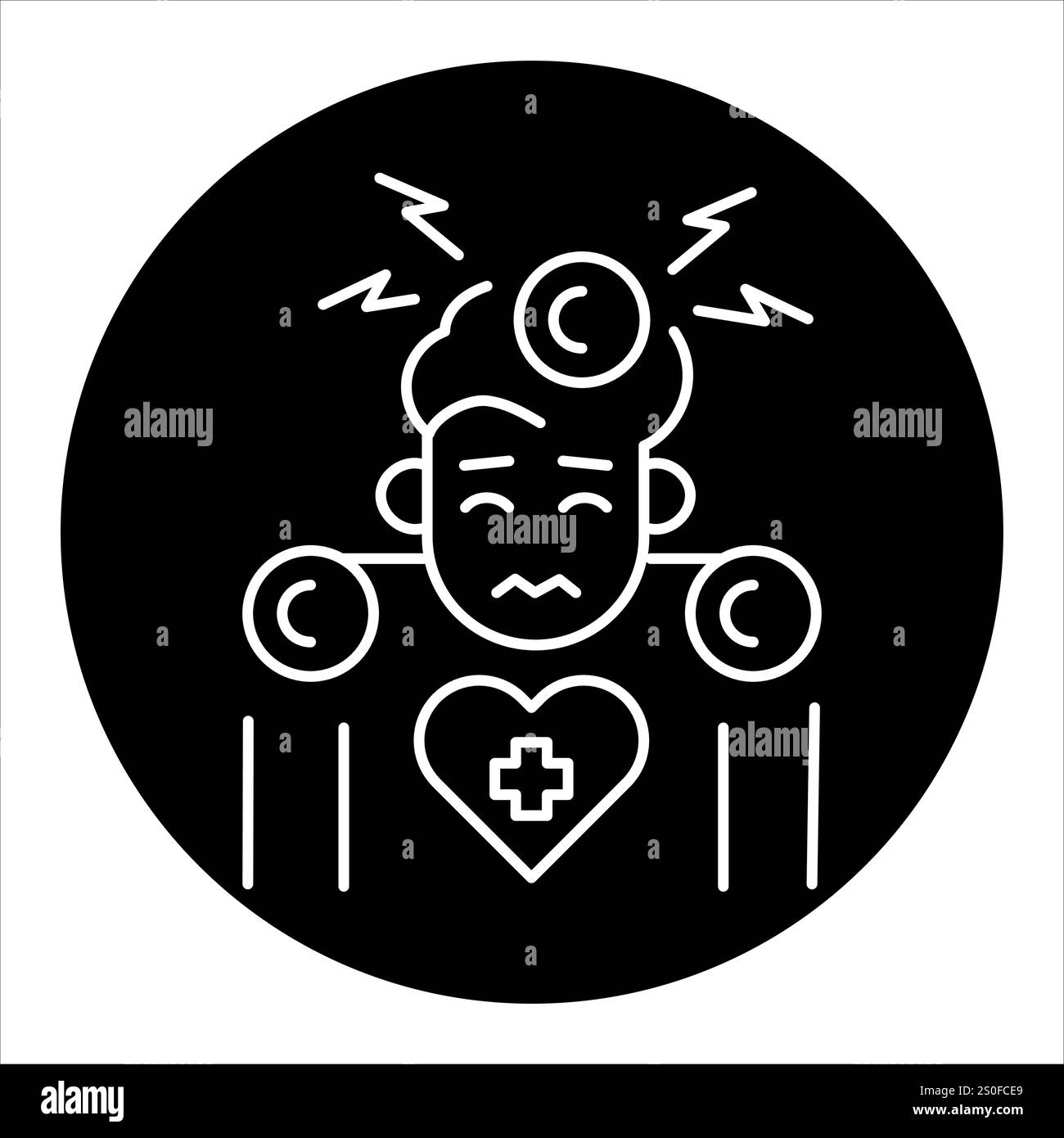 Farbsymbol für psychosomatische Störungen. Signieren Sie für Webseite, mobile App, Schaltfläche, Logo. Schaltfläche Vektorisoliert. Bearbeitbare Kontur. Stock Vektor