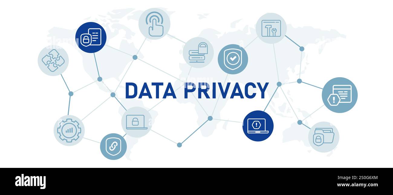 Datenschutz Set Internet-Sicherheit Private gesperrte Dokumente Benutzerzugriff Sicherheit Datenschutz Berechtigungsschutz Konzept Stock Vektor