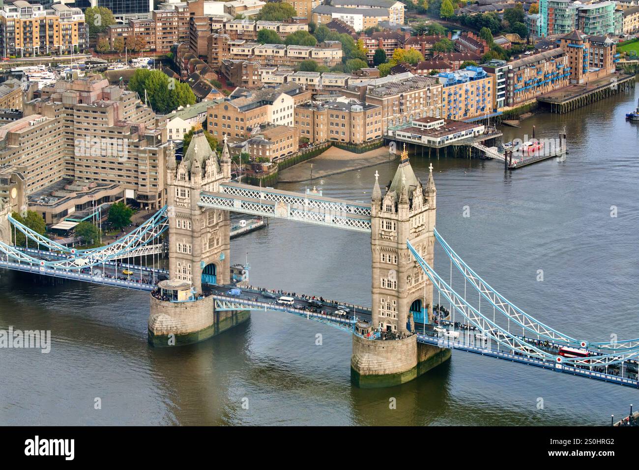 Tower Bridge, Themse, Blick von The Shard, London, England, Großbritannien Stockfoto