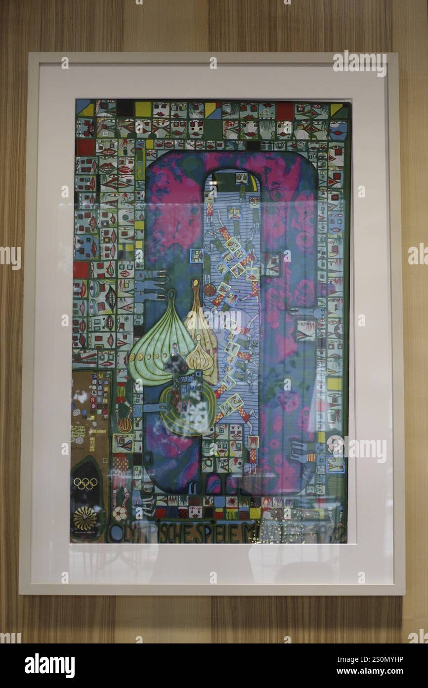 Würth Museum 2, komplexe geometrische Kunstwerke mit bunten und verspielten Mustern, Carmen Würth Forum, Gaisbach, Kuenzelsau, Baden-Württemberg, Deutschland Stockfoto