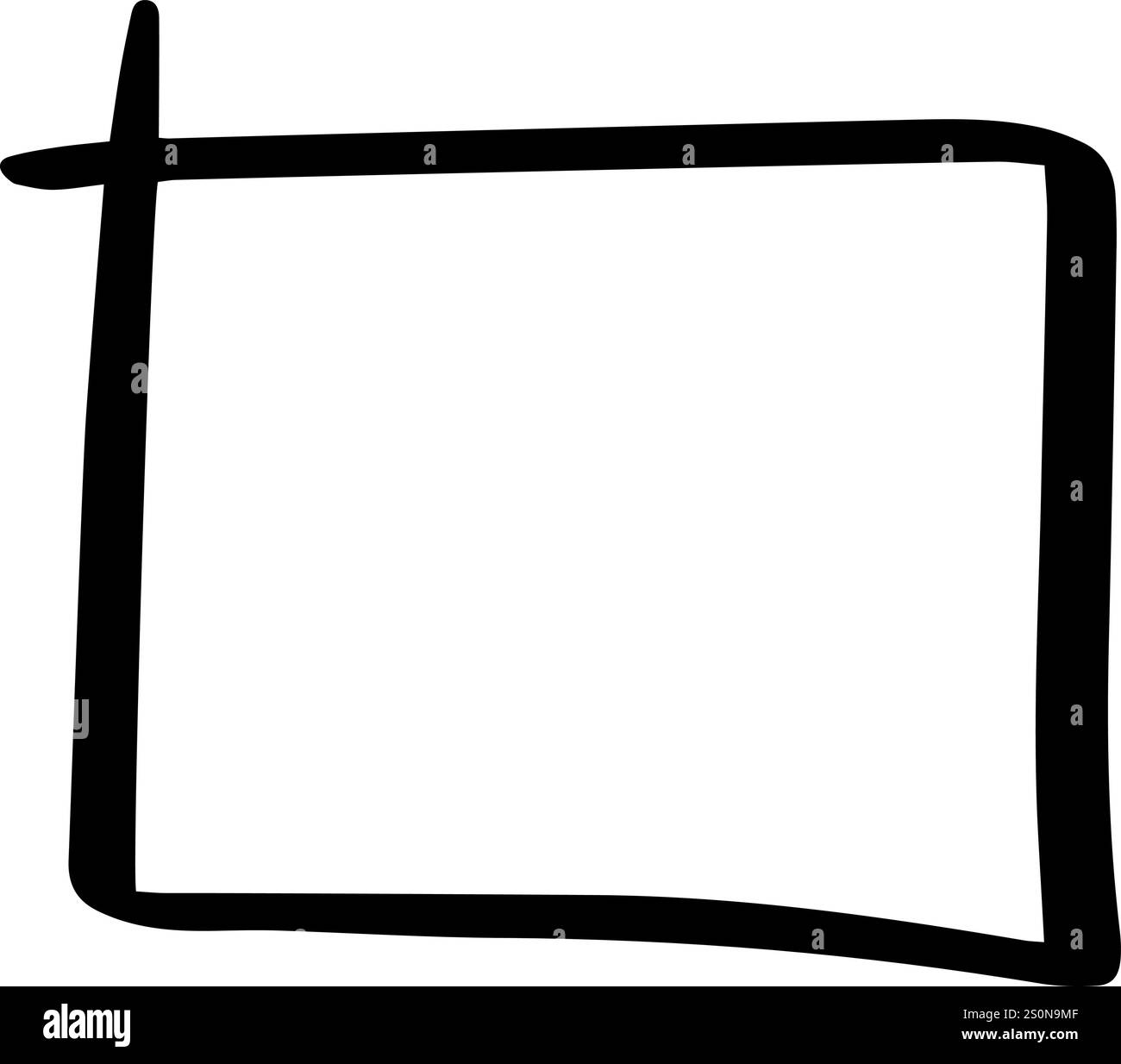 Unregelmäßiger, von Hand gezeichneter quadratischer Rahmen mit schwarzem Markierer, der sich perfekt zum Hervorheben wichtiger Inhalte eignet und einen Hauch von Authentizität verleiht und die Aufmerksamkeit auf sich zieht Stock Vektor