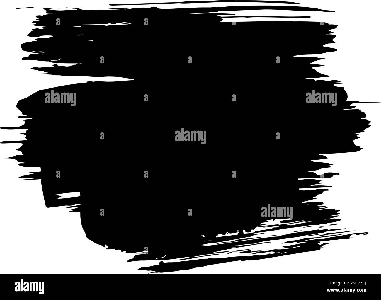 Großer schwarzer Pinselstrich für eine abstrakte, strukturierte Form auf weißem Hintergrund, geeignet für Hintergründe, Overlays und Designelemente Stock Vektor