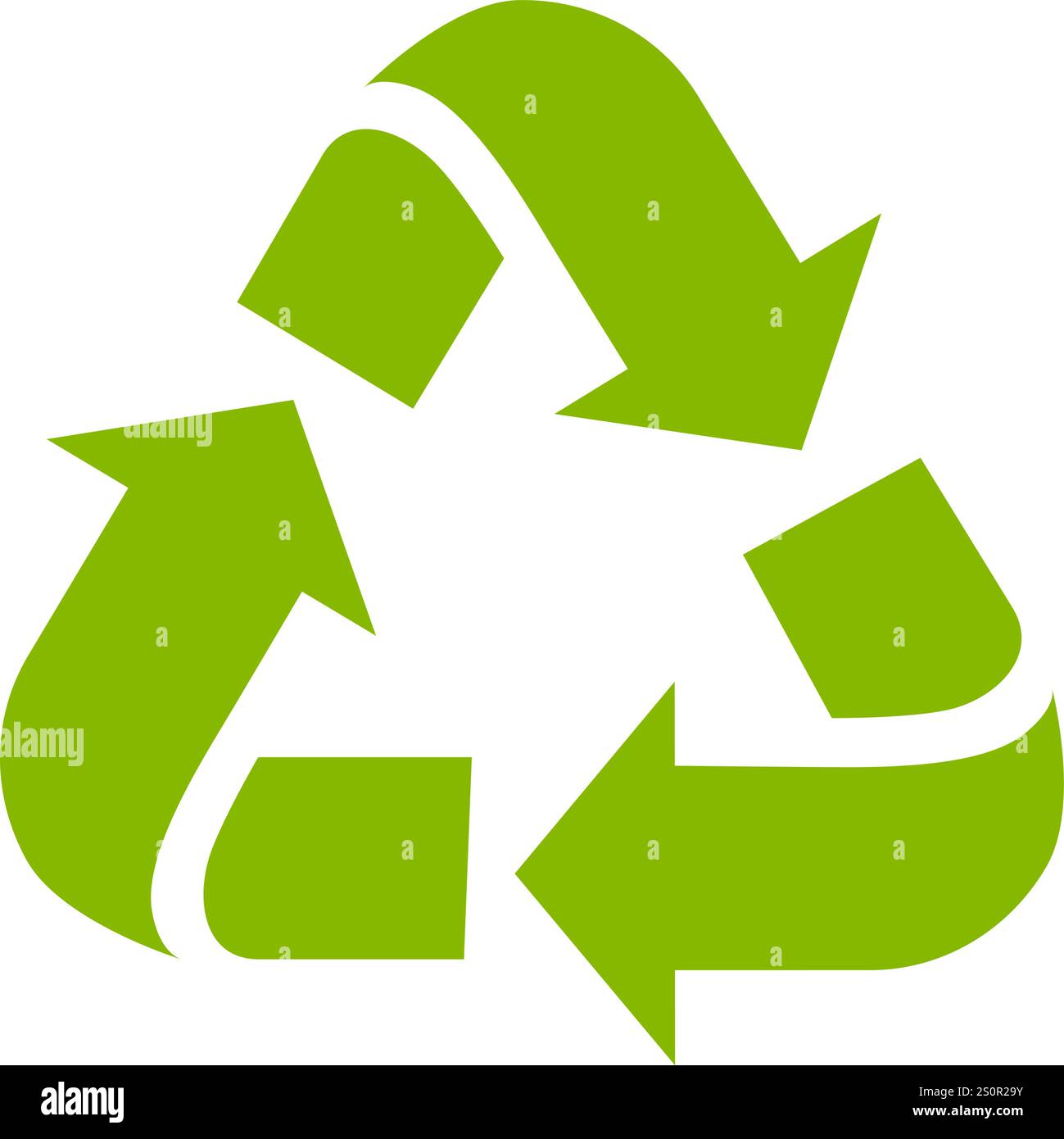 Grünes Recycling-Symbol mit drei Pfeilen, die einen Mobius-Streifen bilden und eine Botschaft für Nachhaltigkeit, Kreislaufwirtschaft und Ressourceneffizienz vermitteln Stock Vektor