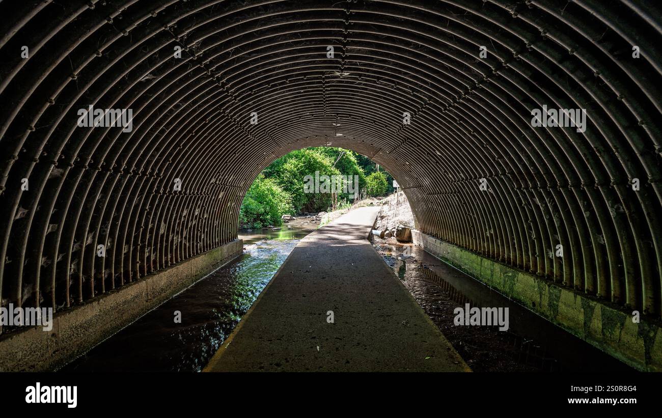 Die Tunnelunterführung führt zu den Browns Falls in Queensland, Australien Stockfoto