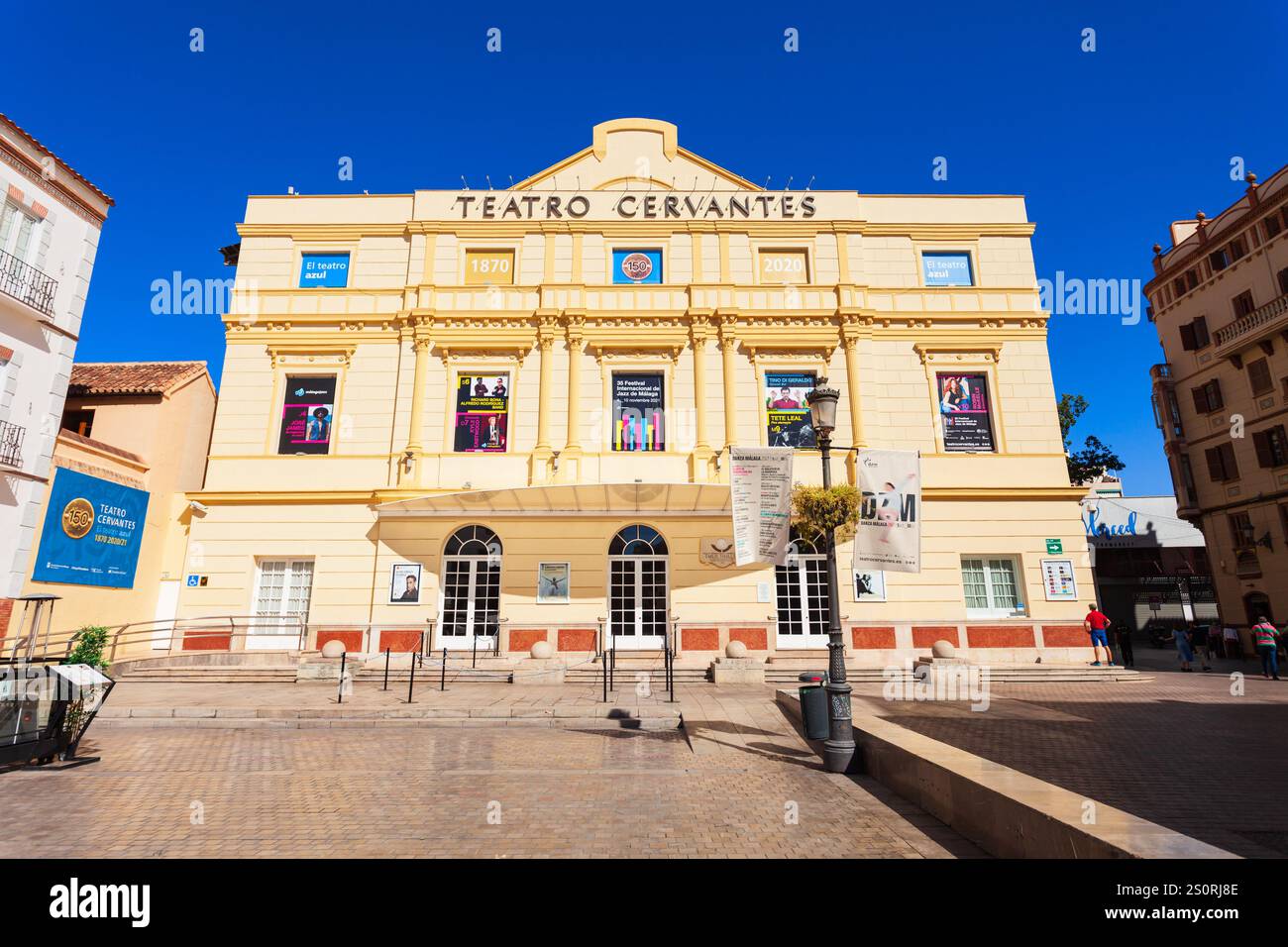 Malaga, Spanien - 23. Oktober 2021: Das Cervantes Theater oder Teatro Cervantes in Malaga. Malaga ist eine Stadt in der andalusischen Gemeinde in Spanien Stockfoto