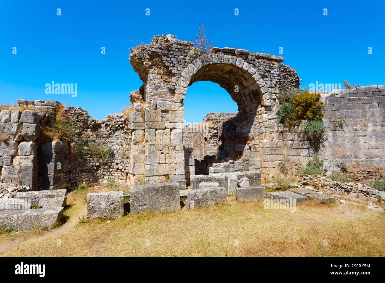 Archäologische Stätte von Miletus. Miletus war eine antike griechische Stadt und liegt heute in der Nähe der modernen Stadt Didim in der Türkei. Stockfoto