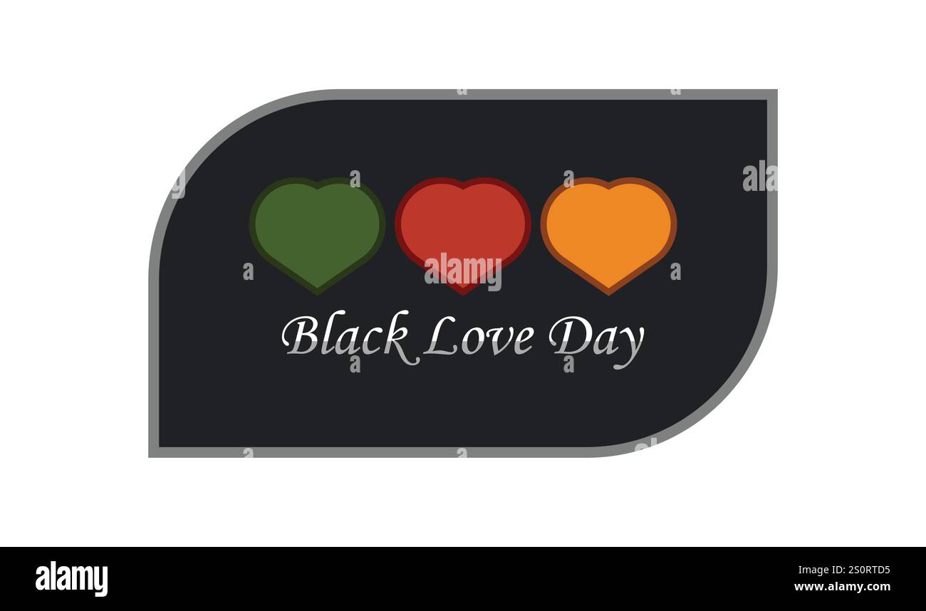Schwarze Hintergrundbilder zum Love Day mit Formen und Typografie, Banner, Karte, Poster, Vorlage. Black Love Day, moderner Hintergrund Stock Vektor