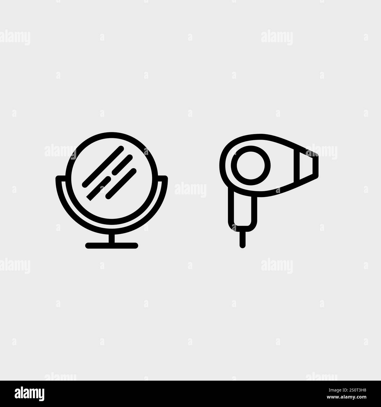 Symbolsatz für Badezimmer, Hygiene oder Friseur. Stock Vektor