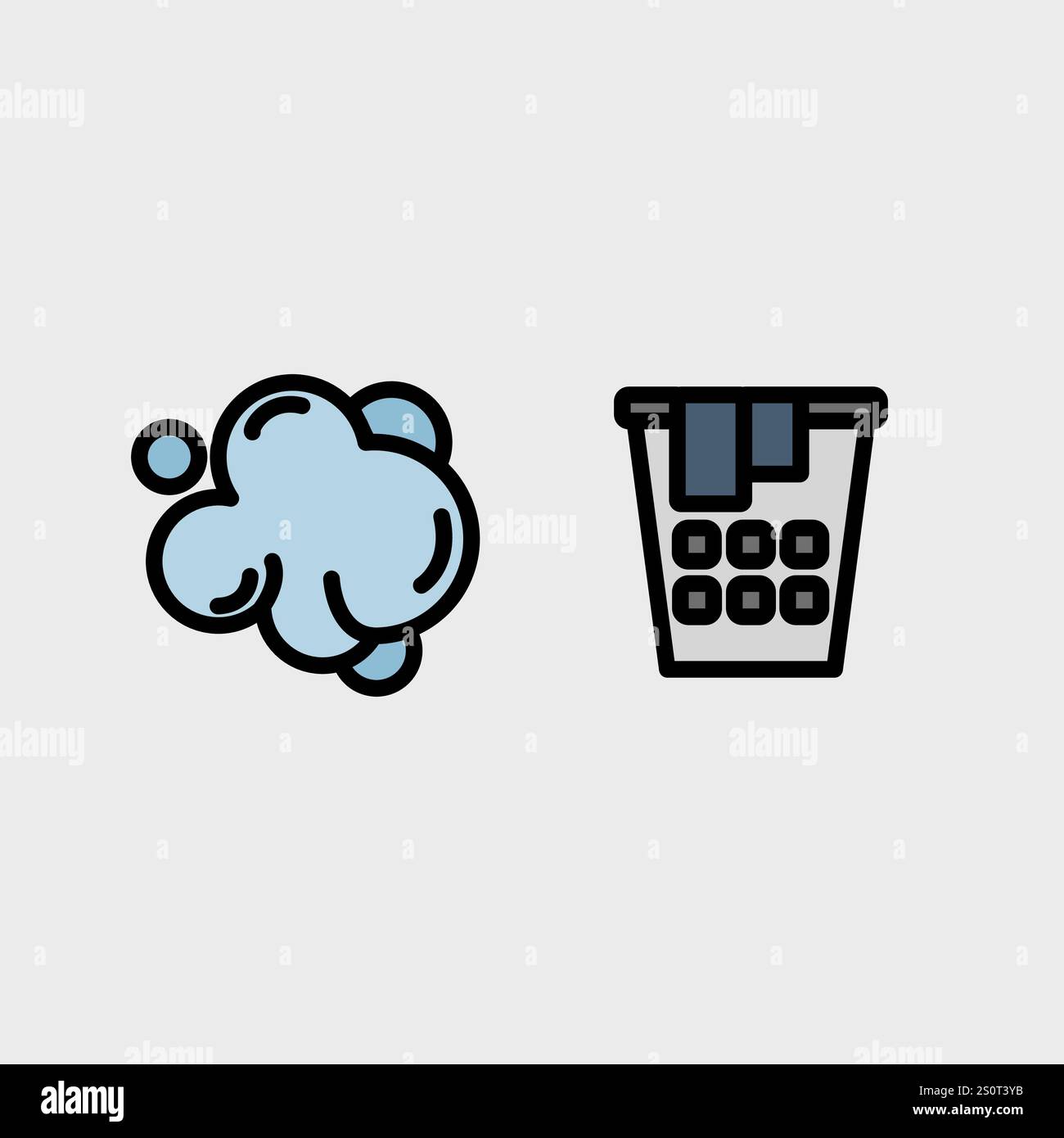 Symbolsatz für Badezimmer, Hygiene oder Friseur. Stock Vektor