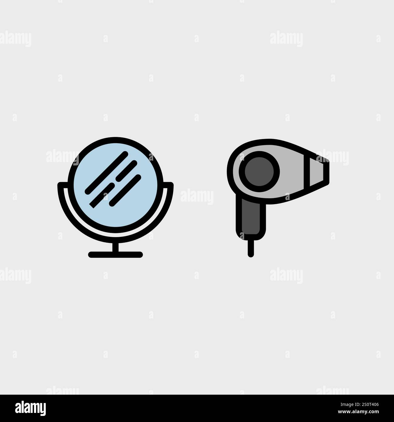 Symbolsatz für Badezimmer, Hygiene oder Friseur. Stock Vektor