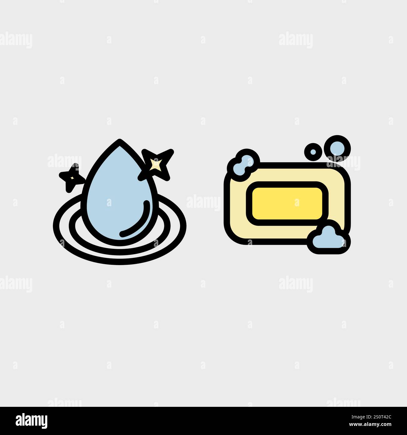 Symbolsatz für Badezimmer, Hygiene oder Friseur. Stock Vektor