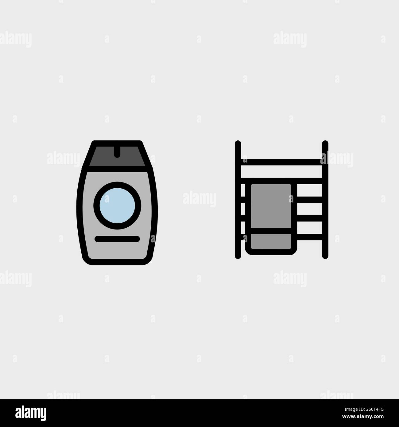 Symbolsatz für Badezimmer, Hygiene oder Friseur. Stock Vektor