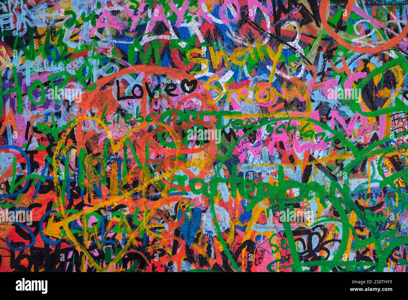 John Lennon Wall Graffiti, Prag, Tschechien. Stockfoto