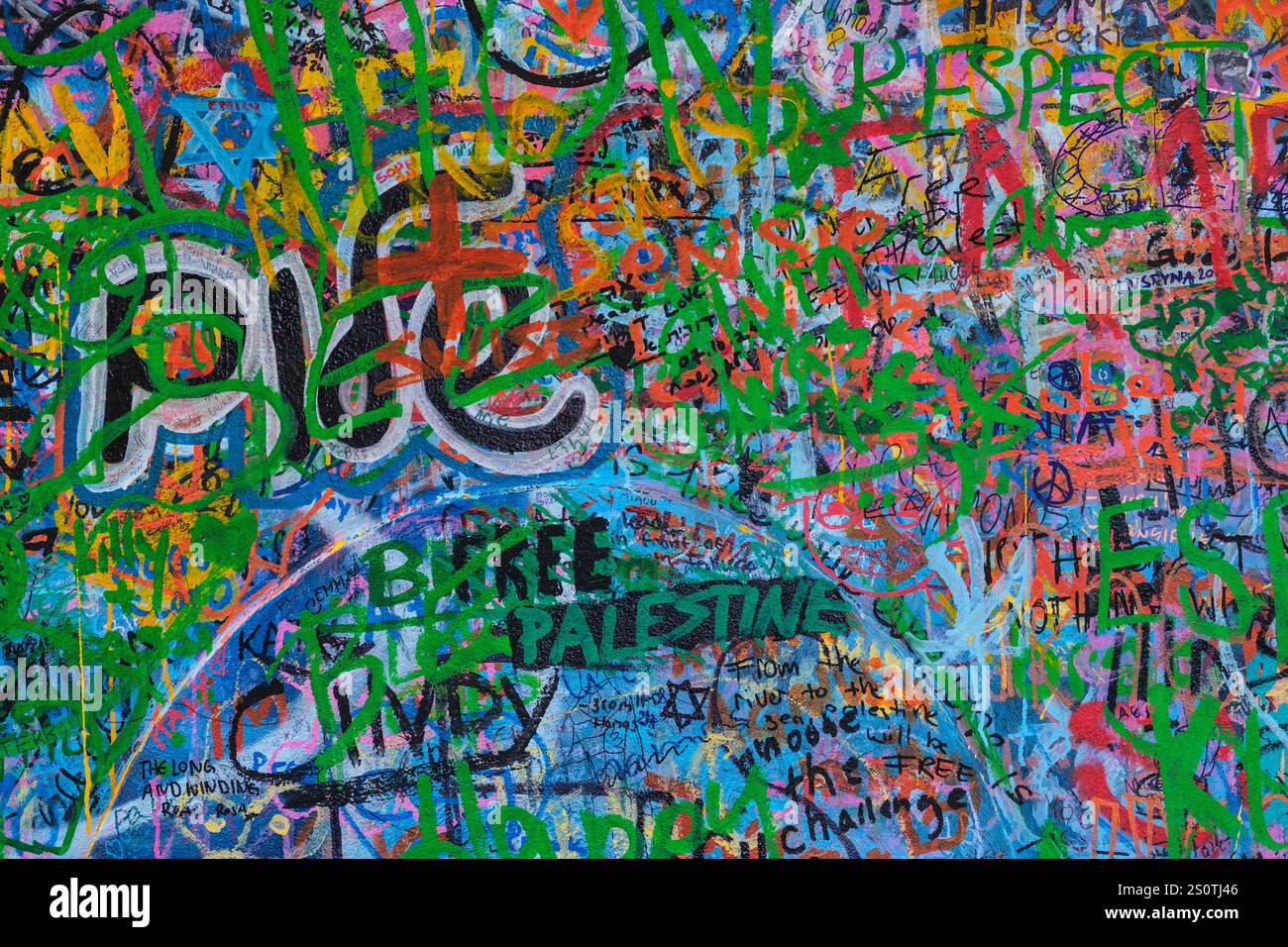 John Lennon Wall Graffiti, Prag, Tschechien. Stockfoto