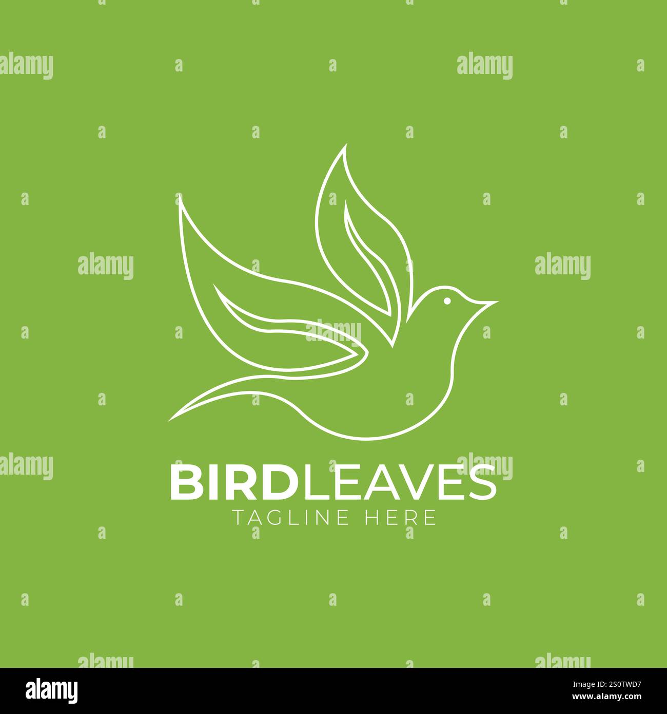 Vogelblatt-Logo-Vektor-Symbol-Vorlage zum Herunterladen von Strichgrafiken-Umrissen Stock Vektor