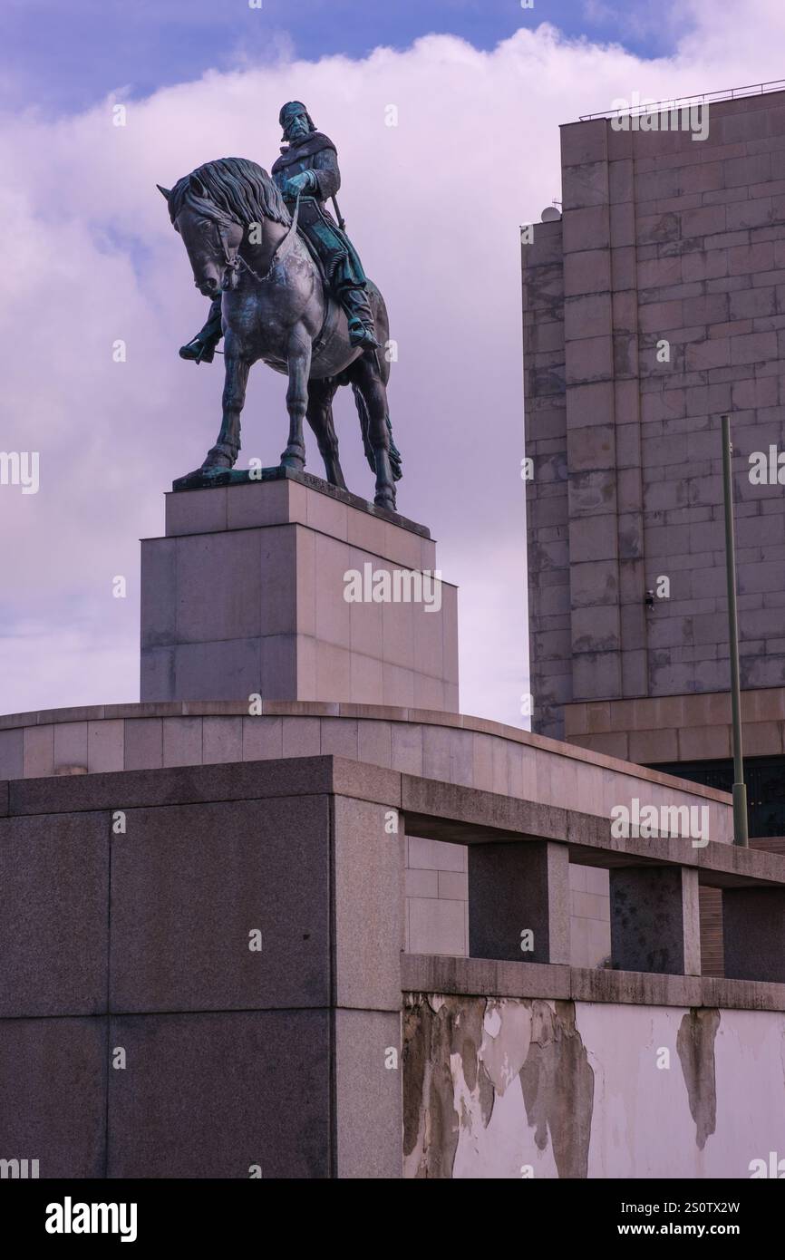 Gedenkstatue für Jan Zizka, einen hussitischen General, auf dem Vitkowberg. Prag, Tschechische Republik, Tschechien. Stockfoto